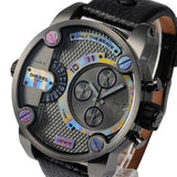 Diesel Badass Chronograph Anthracite Dial Black Leather Strap Watch For Men - DZ7270