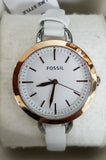 Fossil Classic Minute White Dial White Leather Strap Watch for Women - BQ3328