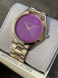 Michael Kors Runway Pink Dial Rose Gold Steel Strap Watch for Women - MK3550