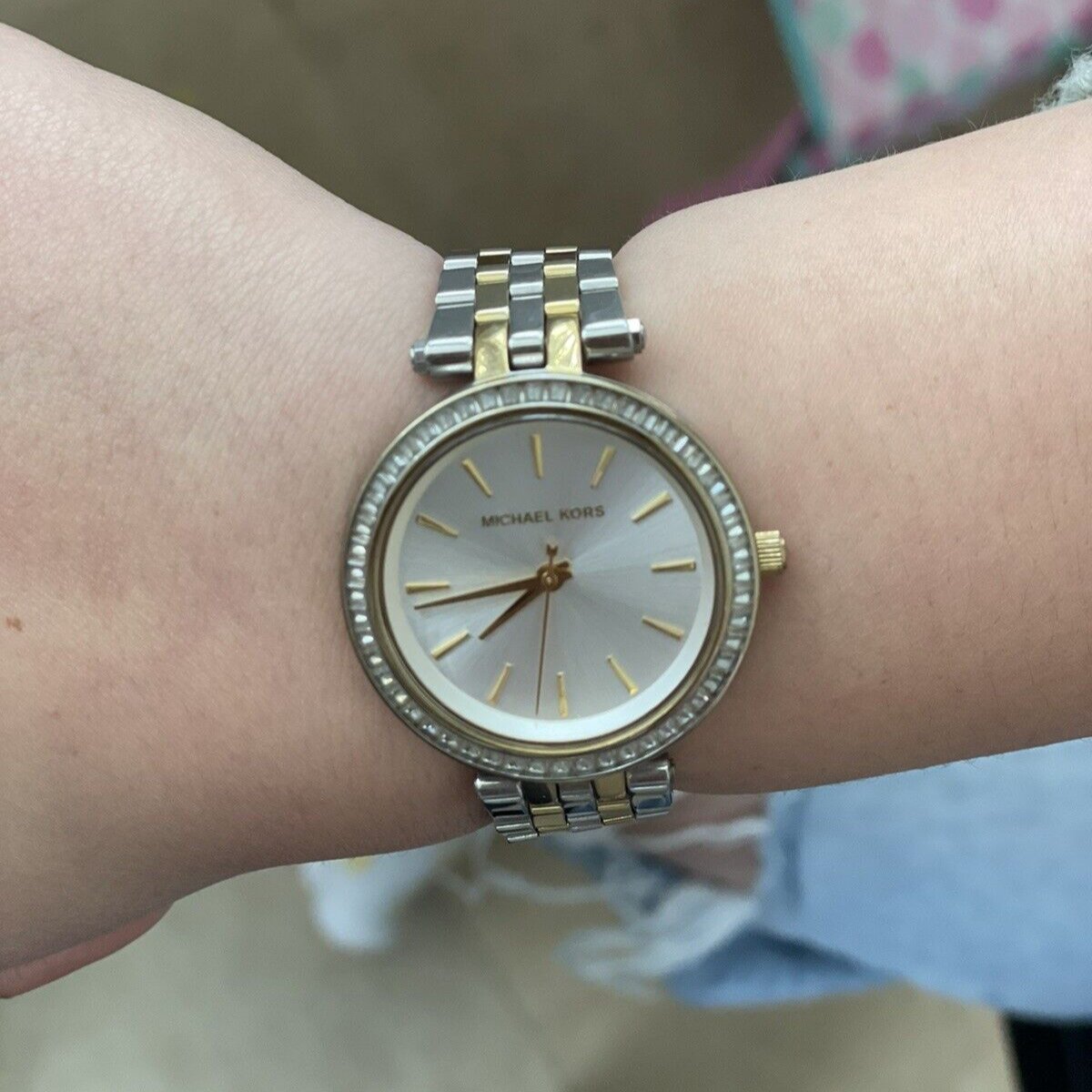 Michael Kors Darci Silver Dial Two Tone Steel Strap Watch for Women - MK3405