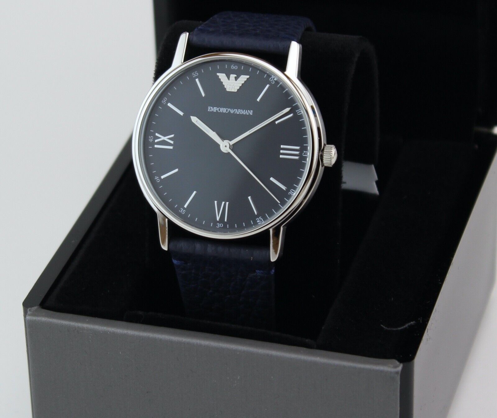 Emporio Armani Kappa Quartz Blue Dial Blue Leather Strap Watch For Women - AR11012