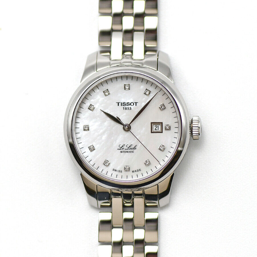 Tissot Le Locle Automatic Diamonds Mother of Pearl Dial Silver Steel Strap Watch For Women - T006.207.11.116.00