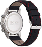 Hugo Boss Navigator Black Dial Black Leather Strap Watch for Men - 1513535