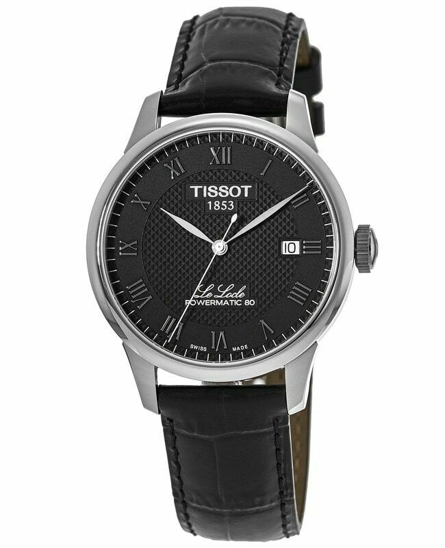 Tissot Le Locle Powermatic 80 Black Dial Black Leather Strap Watch For Men - T006.407.16.053.00