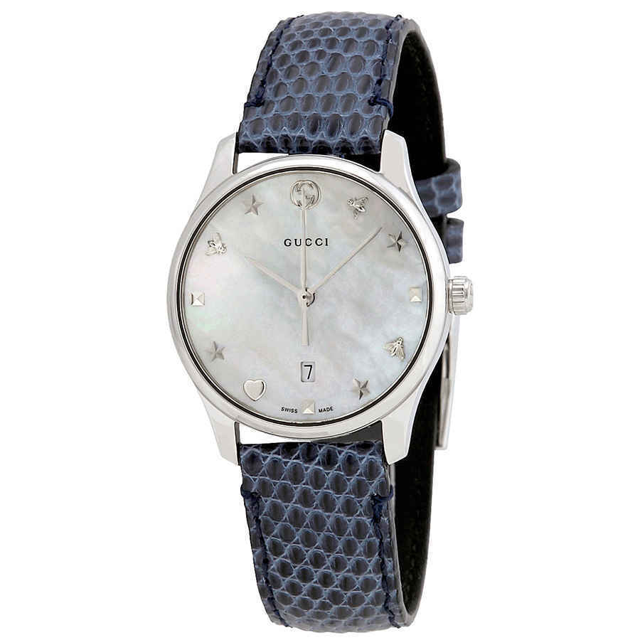 Gucci G-Timeless Signature Mother of Pearl Star Dial Blue Watch For Women - YA126588