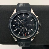 Hugo Boss Velocity Black Dial Black Leather Strap Watch for Men - 1513716