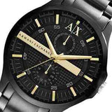 Armani Exchange Hampton Chronograph Black Dial Black Steel Strap Watch For Men - AX2121