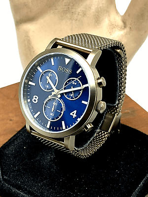 Hugo Boss Spirit Blue Dial Grey Mesh Bracelet Watch for Men - 1513693