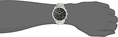 Hugo Boss Commander Black Dial Silver Steel Strap Watch for Men - 1513433