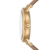 Michael Kors Corey Analog Gold Dial Brown Leather Strap Watch for Women - MK2986