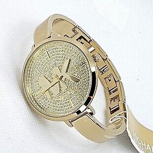 Michael Kors Parker Crystals Gold Dial Gold Steel Strap Watch For Women - MK4469