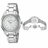 Emporio Armani Valeria Quartz Mother of Pearl Dial Silver Steel Strap Watch For Women - AR11030
