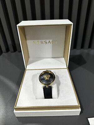 Versace Palazzo Empire Black Dial Black Leather Strap Watch for Women - VCO020017