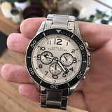 Marc Jacobs Rock Chronograph White Dial Silver Steel Strap Watch for Men - MBM5027