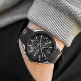 Hugo Boss Velocity Black Dial Black Leather Strap Watch for Men - 1513716