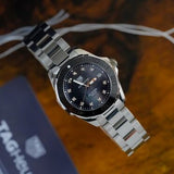 Tag Heuer Aquaracer Quartz Black Dial Silver Steel Strap Watch for Women - WAY131M.BA0748