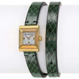Gucci G Frame Double Mother of Pearl Dial Green Leather Strap Watch For Women - YA128525