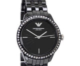 Emporio Armani Ceramica Crystals Black Dial Black Ceramic Strap Watch For Women - AR1478