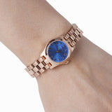 Marc Jacobs Henry Dinky Blue Dial Rose Gold Steel Strap Watch for Women - MBM3204