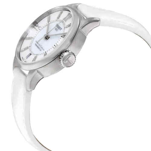 Tissot Chemin Des Tourelles Powermatic 80 Lady White Dial White Leather Strap Watch For Women - T099.207.16.116.00