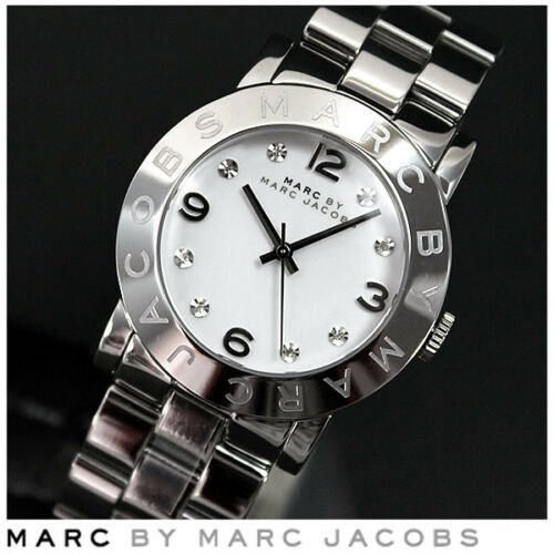 Marc Jacobs Amy White Dial Silver Steel Strap Watch for Women - MBM3054
