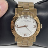 Marc Jacobs Amy White Dial Gold Steel Strap Watch for Women - MBM3182