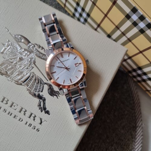 Burberry The City White Dial Two Tone Steel Strap Watch for Women - BU9105
