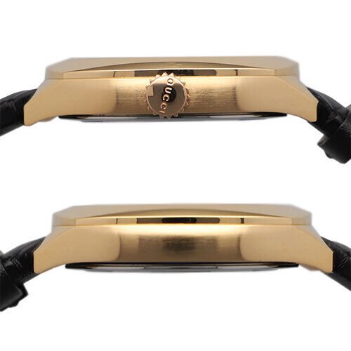 Gucci GG2570 Quartz Black Dial Black Leather Strap Watch For Men - YA142309