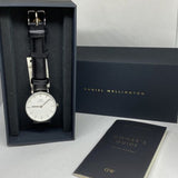 Daniel Wellington Classic Petite Sheffield White Dial Black Leather Strap Watch For Women - DW00100186