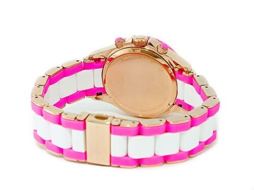 Marc Jacobs Rock Chronograph White Dial Two Tone Silicone Strap Watch for Women - MBM2593