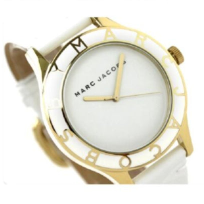 Marc Jacobs Blade White Dial White Leather Strap Watch for Women - MBM1098