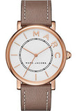 Marc Jacobs Roxy White Dial Cement Brown Leather Strap Watch for Women - MJ1533