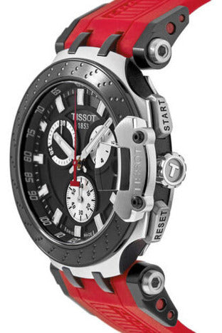 Tissot T Race Chronograph Black Dial Red Silicone Strap Watch For Men - T115.417.27.051.00