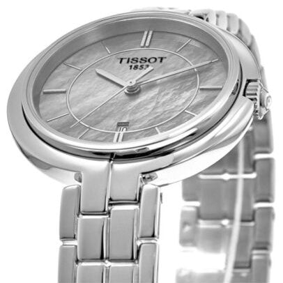 Tissot T Lady Flamingo Mother of Pearl White Dial Silver Steel Strap Watch For Women - T094.210.11.111.00