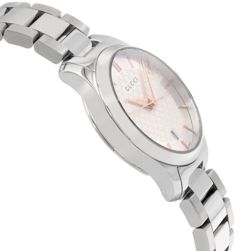 Gucci G Timeless Silver Dial Silver Steel Strap Watch For Women - YA126523