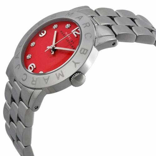 Marc Jacobs Amy Red Dial Silver Steel Strap Watch for Women - MBM3335