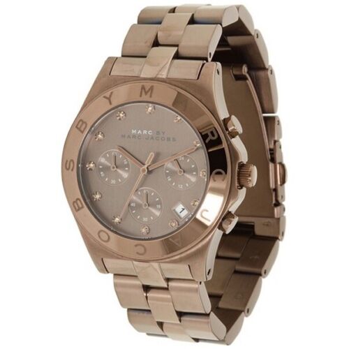 Marc Jacobs Blade Chronograph Brown Dial Brown Steel Strap Watch for Women - MBM3121