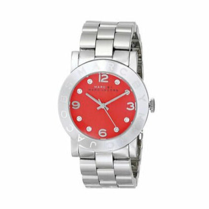 Marc Jacobs Amy Red Dial Silver Steel Strap Watch for Women - MBM3302