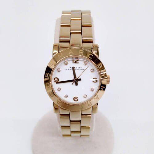 Marc Jacobs Amy White Dial Gold Steel Strap Watch for Women - MBM3182
