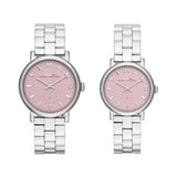Marc Jacobs Baker Pink Dial Silver Steel Strap Watch for Women - MBM3283