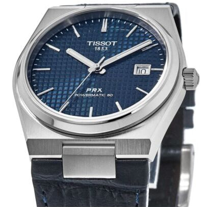 Tissot PRX Powermatic 80 Blue Dial Blue Leather Strap Watch for Men - T137.407.16.041.00