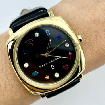 Marc Jacobs Mandy Black Dial Black Leather Strap Watch for Women - MJ1597