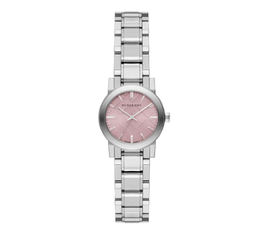 Burberry The City Diamonds Pink Dial Silver Steel Strap Watch for Women - BU9231