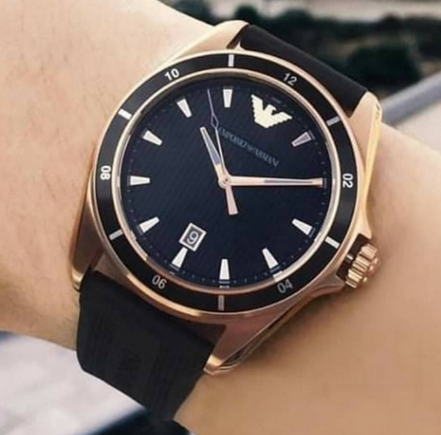 Emporio Armani Sport Quartz Black Dial Black Rubber Strap Watch For Men - AR11101