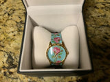 Gucci G Timeless Floral Turquoise Dial Turquoise Leather Strap Watch For Women - YA1264085
