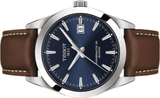 Tissot Gentleman Powermatic 80 Silicium Blue Dial Brown Leather Strap Watch For Men - T127.407.16.041.00