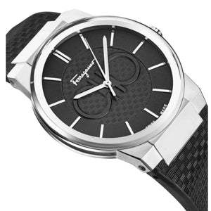 Salvatore Ferragamo Sapphire Bracelet Black Dial Black Silicone Strap Watch for Men - SFHP01024
