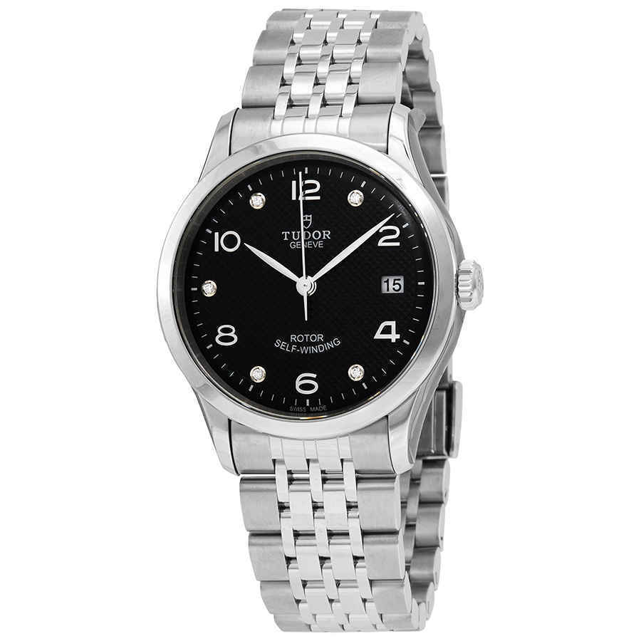 Tudor 1926 Automatic Diamonds Black Dial Silver Steel Strap Watch for Men - M91650-0004