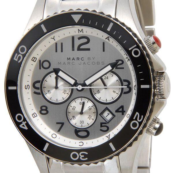 Marc Jacobs Rock Chronograph White Dial Silver Steel Strap Watch for Men - MBM5027