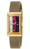 Gucci G-Frame Mother of Pearl Dial Yellow Gold Mesh Bracelet Watch For Women - YA147410